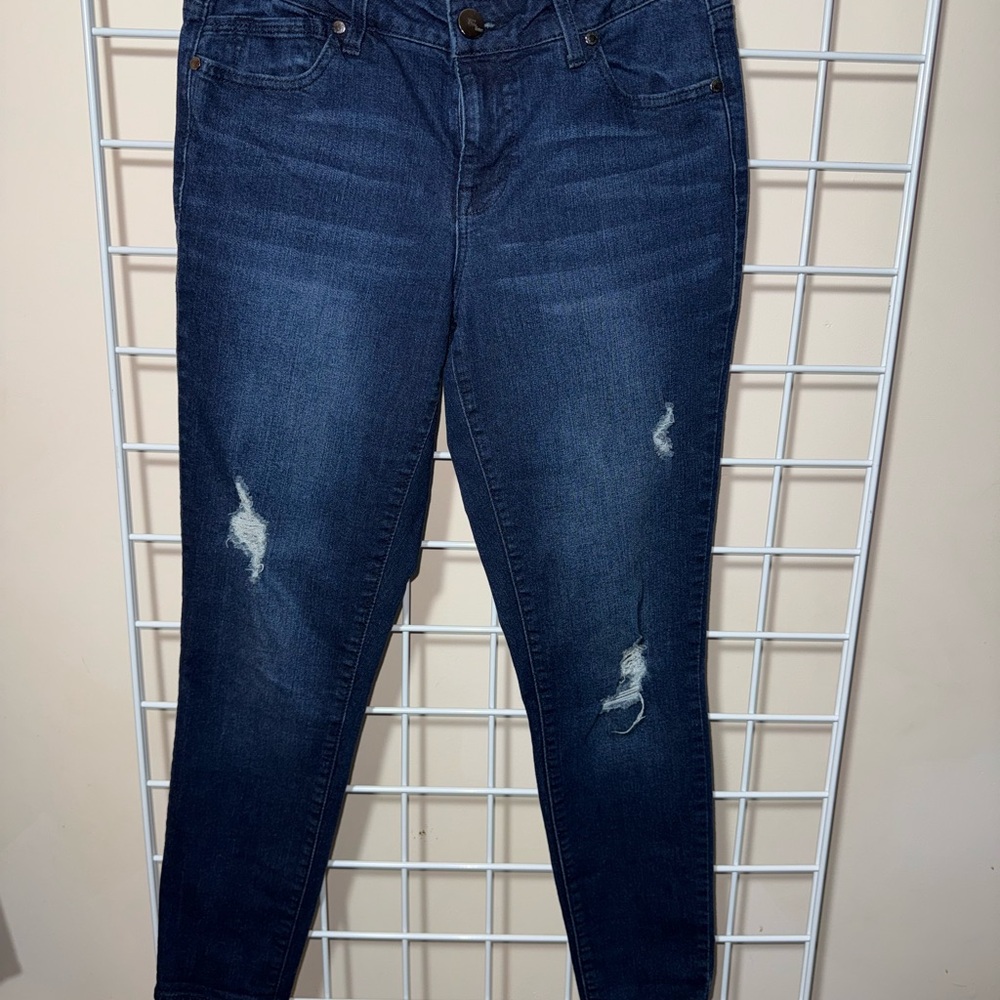 1822 Denim Dark Blue Ripped Skinny Jeans